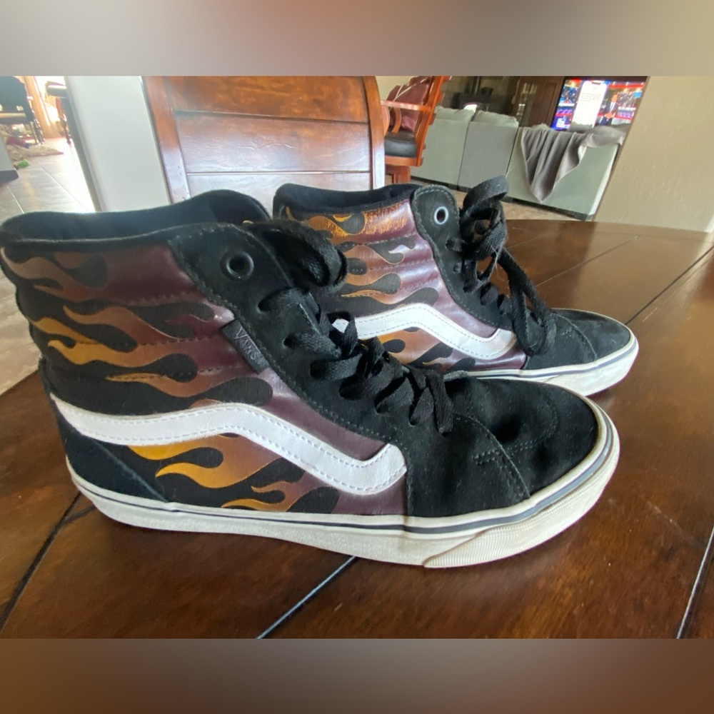 Vans Black suede flame high tops. Men’s 7